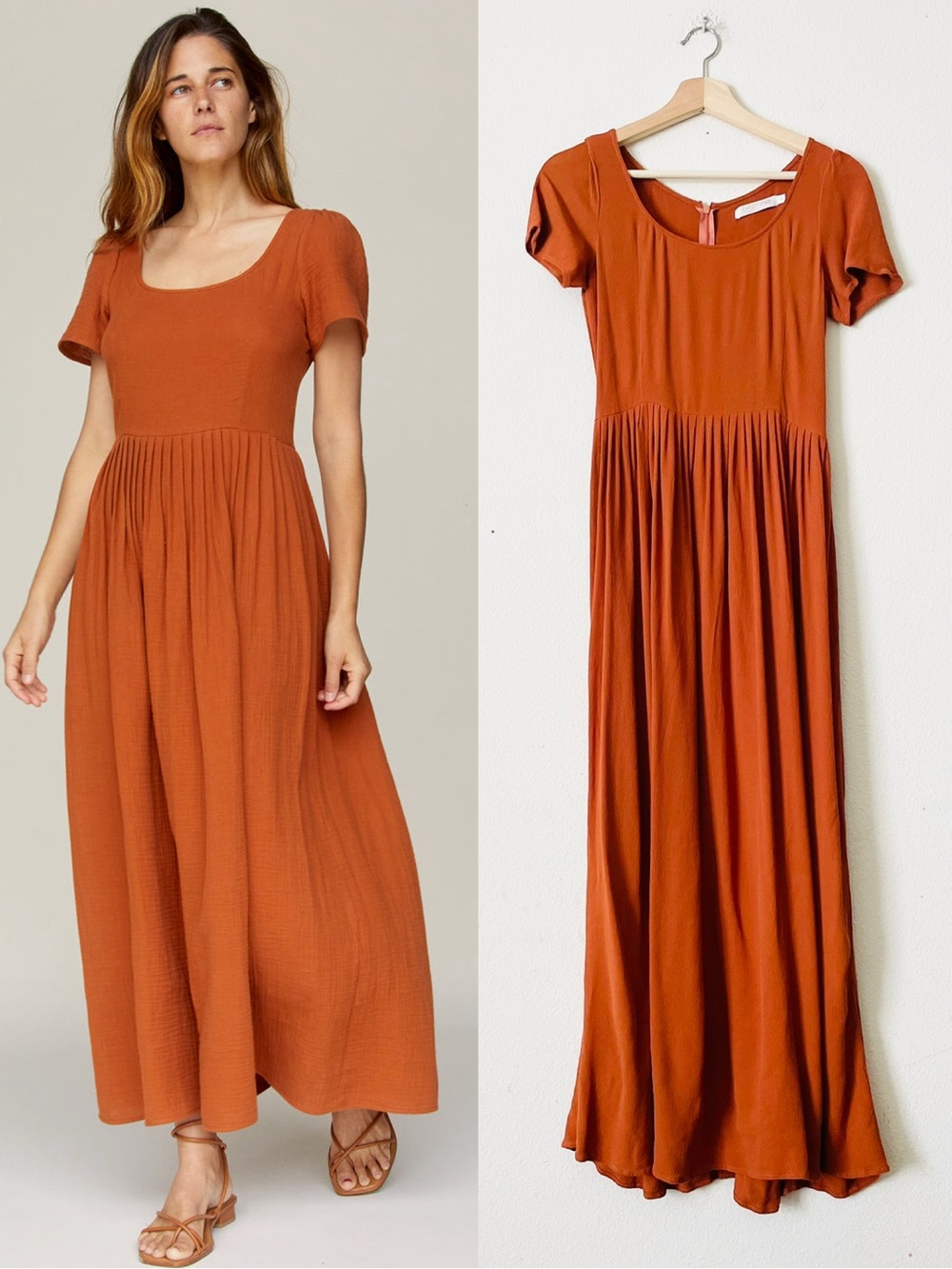 Christy Dawn XS The Scarlet short sleeve maxi dress in Rust orange
